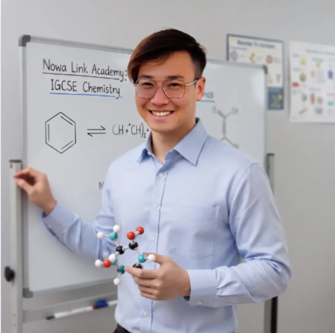 Trev teaching an IGCSE Chemistry lesson on a shared online whiteboard